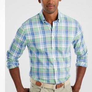 Johnnie O Woody Prep-formance Button Up Shirt in Greenway Plaid XL